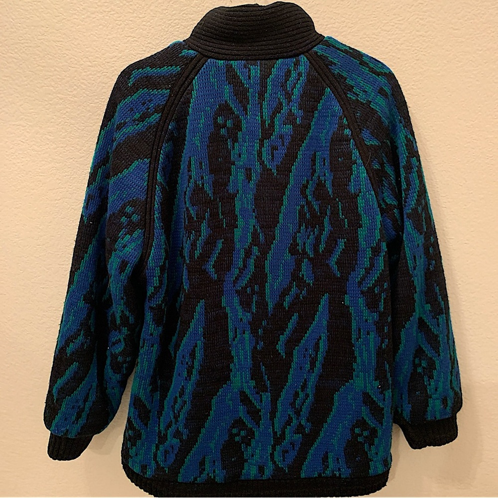 Vintage Alexandra Leigh Lined Abstract Sweater Jacket Coat 80s Size 14/16 Large - Picture 10 of 12